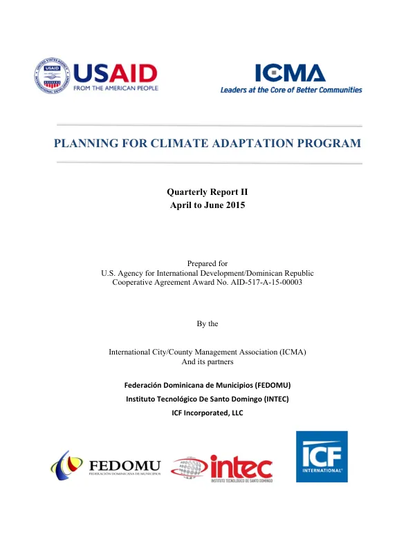 USAID/ICMA Planning for Climate Adaptation Program – Quarterly Report 2 (June 2015)