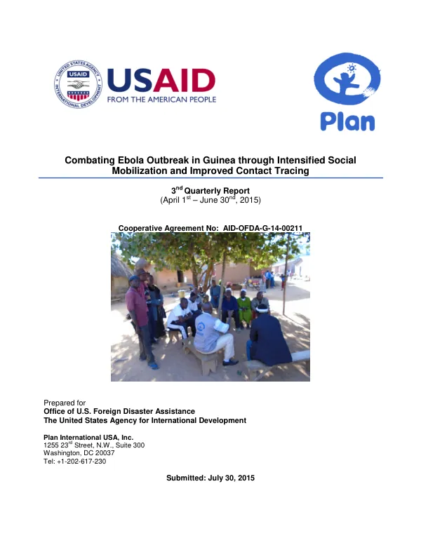 Combating Ebola Outbreak in Guinea through Intensified Social Mobilization and Improved Contact Tracing 3nd Quarterly Report (April 1st – June 30nd, 2015)