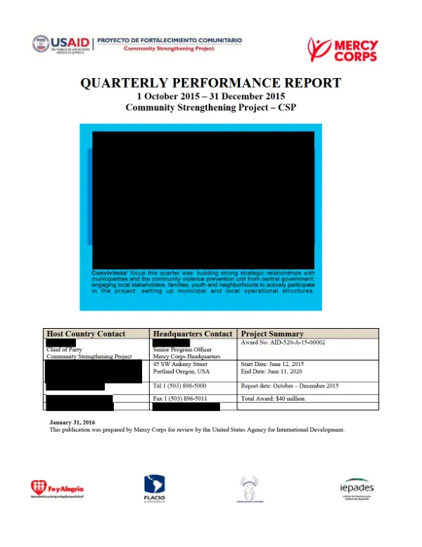 Quarterly Report 31 December 2015