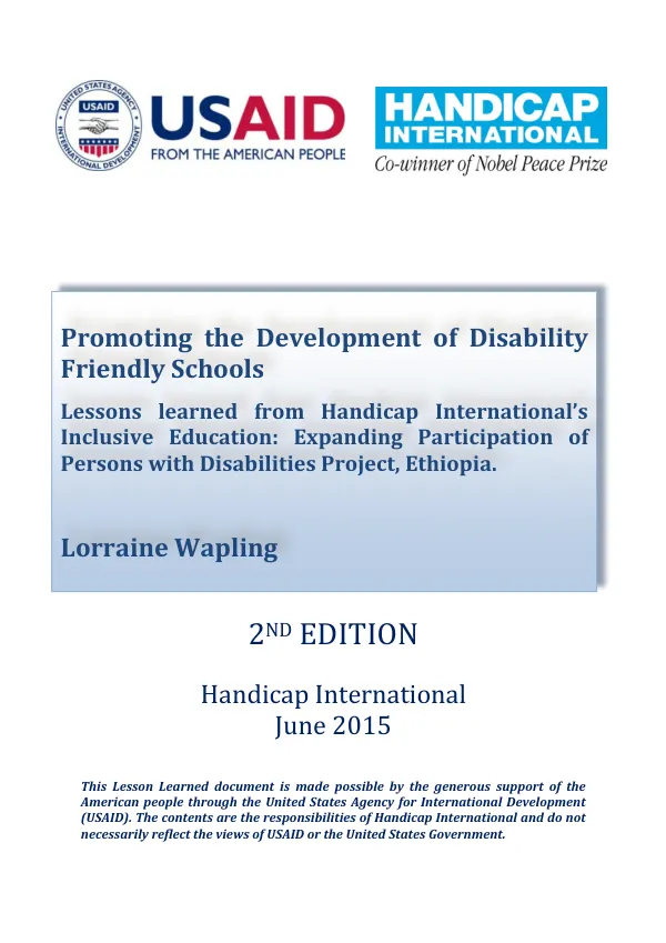 Promoting the development of disability friendly schools
