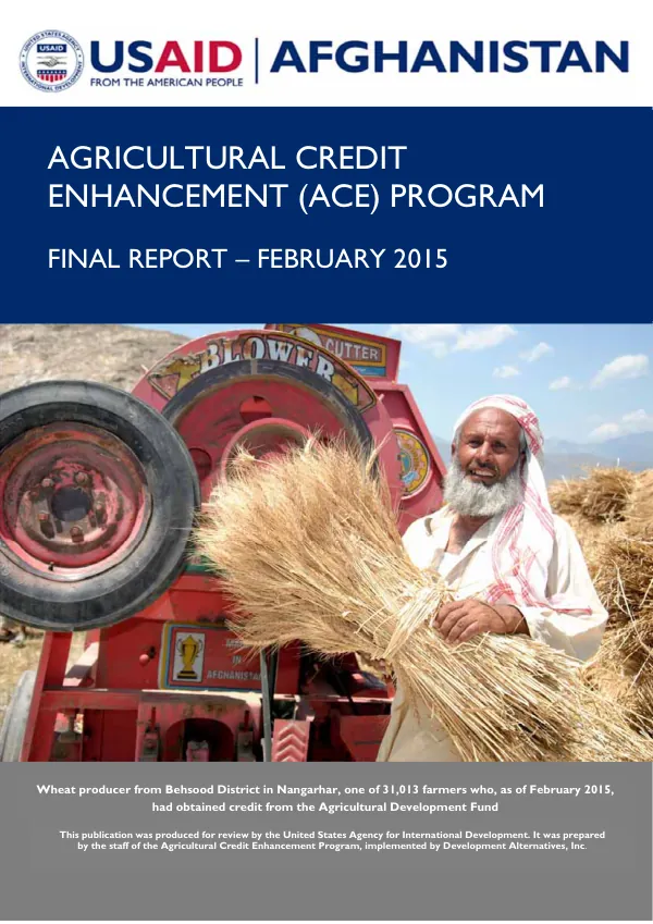 Final Report: Agricultural Credit Enhancement Program