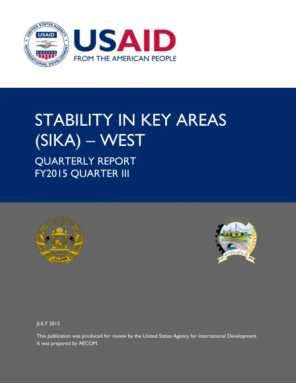 Stability In Key Areas (SIKA) – West / Quarterly Report – FY2015 QIII