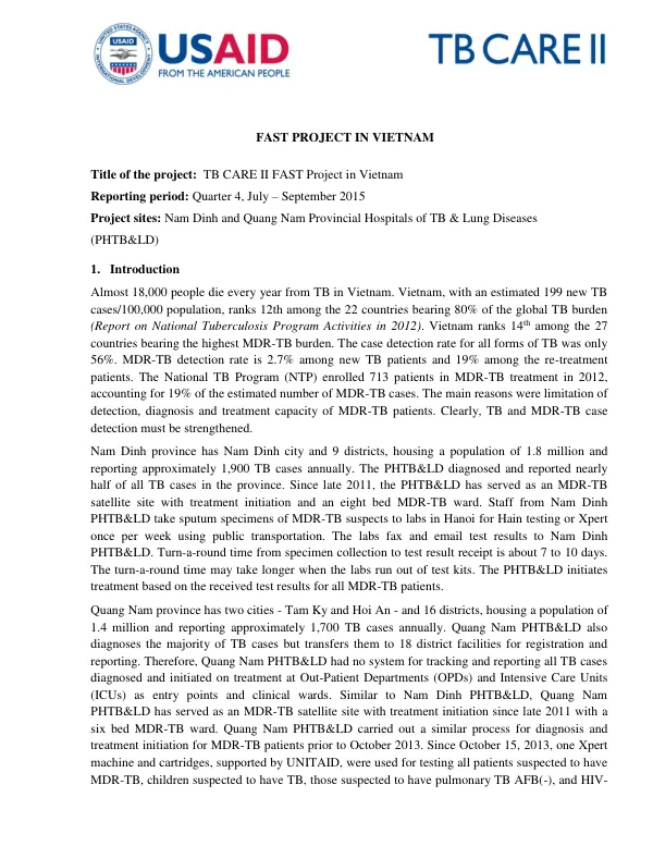 TB CARE II FAST Project in Vietnam