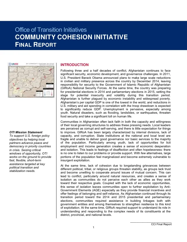 Community Cohesion Initiative Final Report