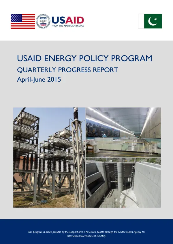 USAID Energy Policy Program Quarterly Progress Report April-June 2015