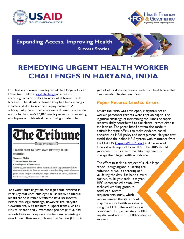 Remedying Urgent Health Worker Challenges in Haryana, India
