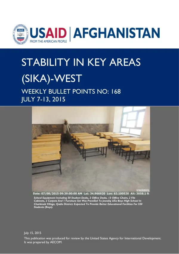 SIKA-West Weekly Bullet Points No. 168: July 7-13, 2015