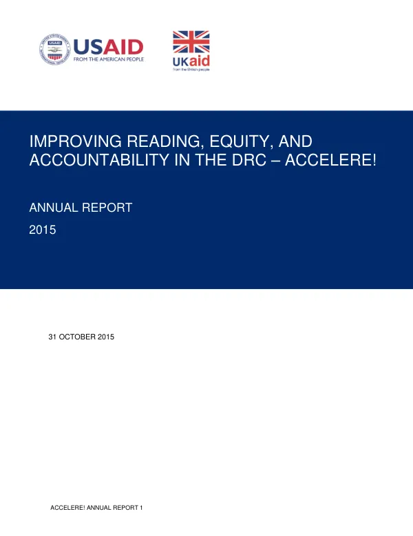 Improving Reading, Equity, and Accountability in the DRC – ACCELERE! Annual Report 2015