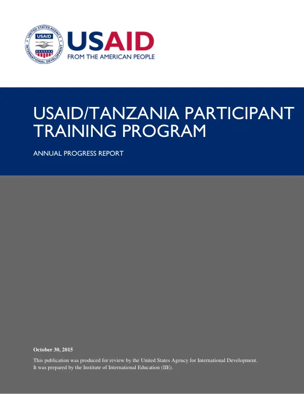 USAID/Tanzania Participant Training Program Annual Progress Report Year 1