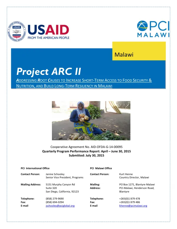 Quarterly Program Performance Report: April – June 30, 2015
