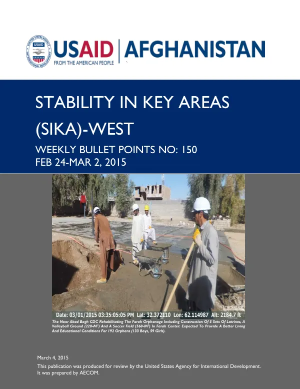 The Noor Abad Bagh CDC Rehabilitating The Farah Orphanage Including Construction Of 5 Sets Of Latrines, A Volleyball Ground (220-M2) And A Soccer Field (560-M2) In Farah Center