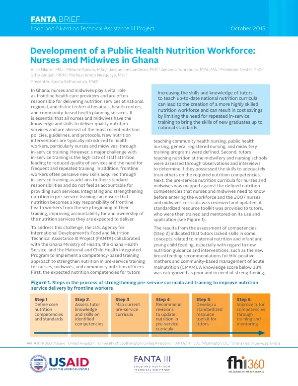 Development of a Public Health Nutrition Workforce: Nurses and Midwives in Ghana