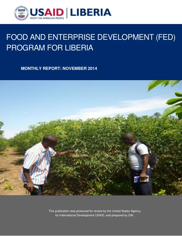 USAID Food and Enterprise Development Program for Liberia Monthly Report, November FY15