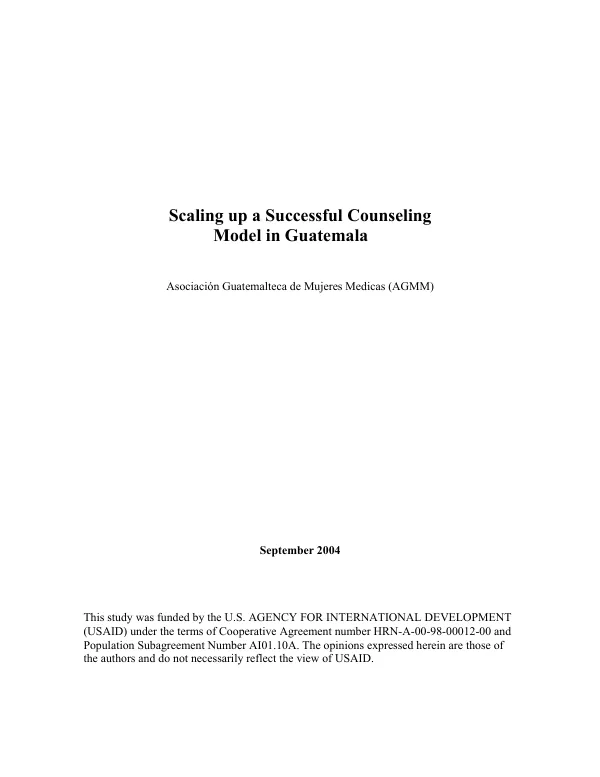 Scaling up a successful counseling model in Guatemala
