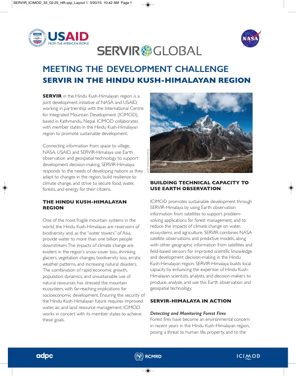 SERVIR in the Hindu Kush-Himalayan Region