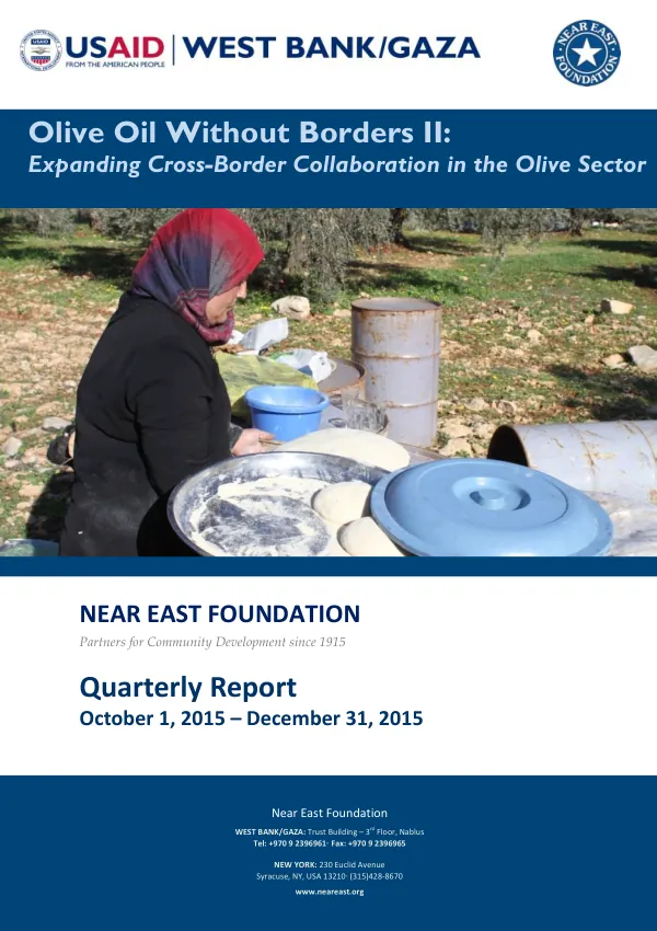 Quarterly Report: Olive Oil Without Borders II: Expanding Cross-Border Collaboration in the Olive Sector