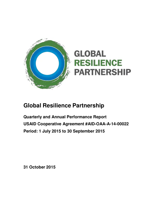 Quarterly and Annual Performance Report