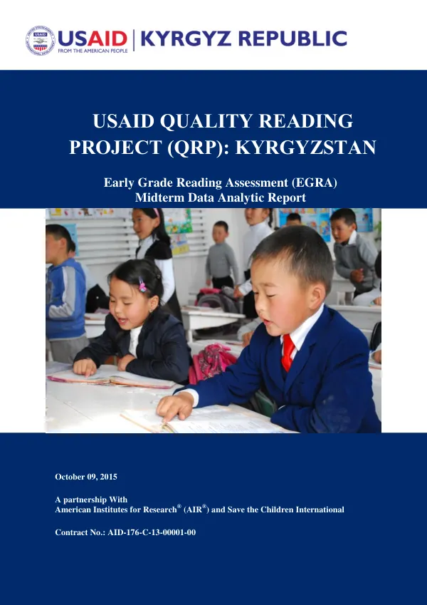 USAID Quality Reading Project: Kyrgyzstan Early Grade Reading Assessment (EGRA) Midterm Data Analytic Report