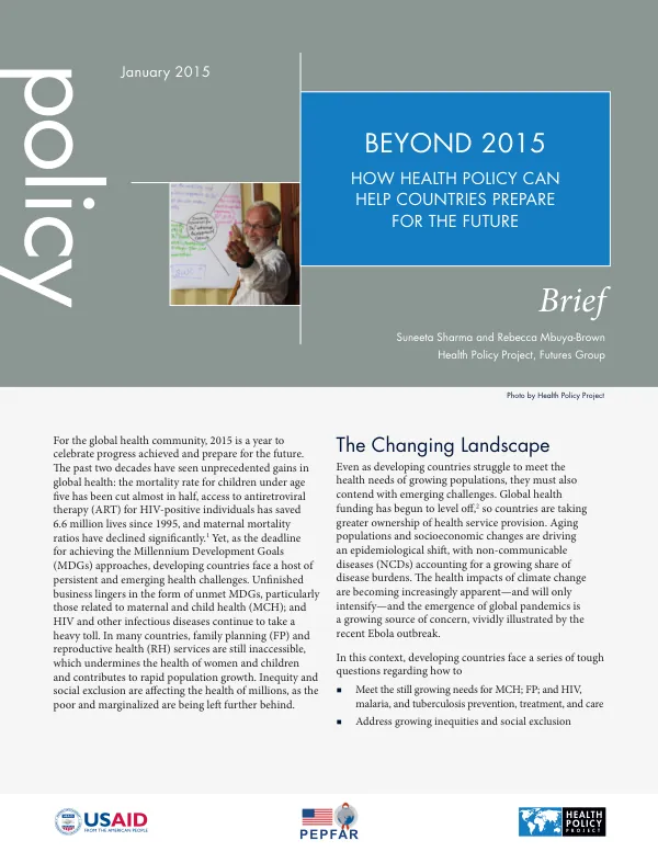 Beyond 2015: How Health Policy Can Help Countries Prepare for the Future