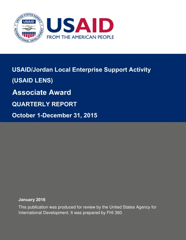 USAID LENS Quarterly Progress Report – October-December 2015
