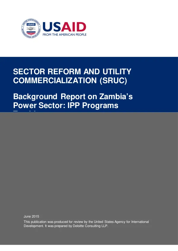 Background Report on Zambia’s Power Sector: IPP Programs