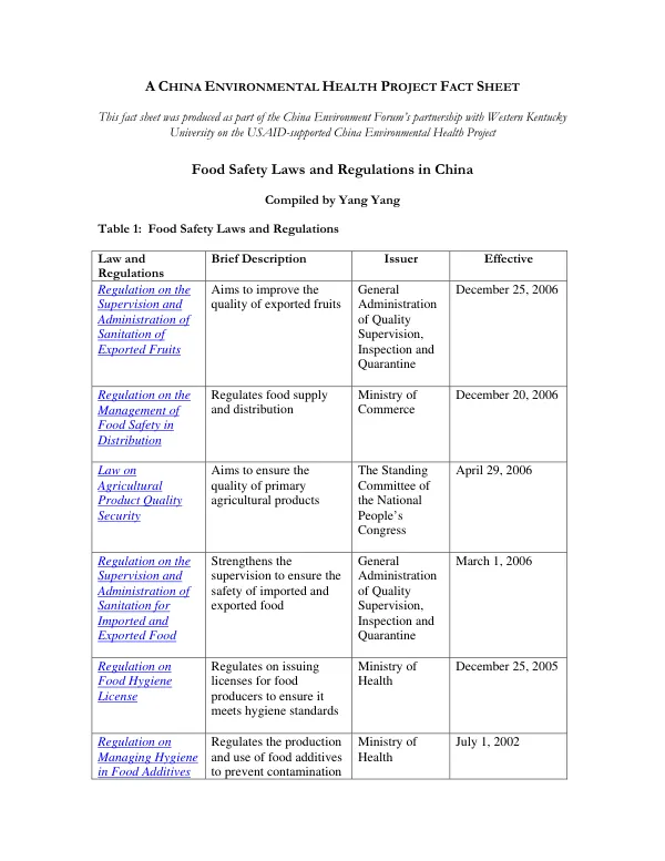 China Environmental Health Project Fact Sheet