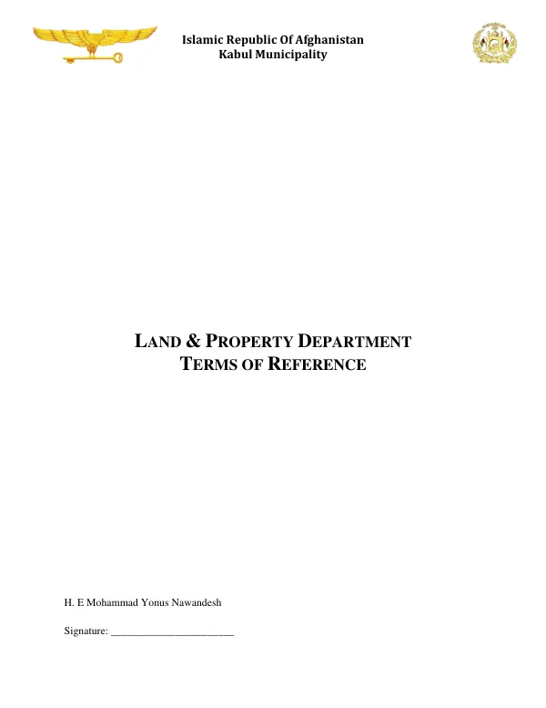 Terms of Reference for Land & Property Department