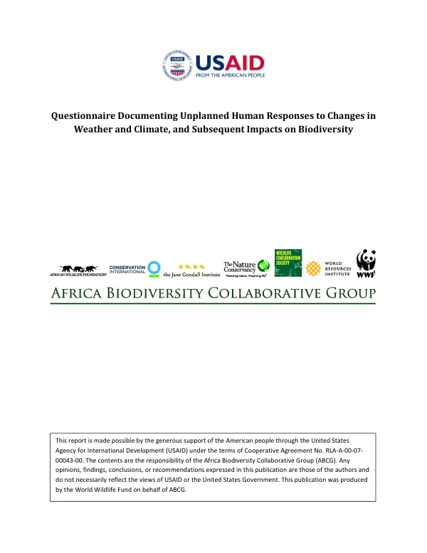 Questionnaire Documenting Unplanned Human Responses to Changes in Weather and Climate, and Subsequent Impacts on Biodiversity