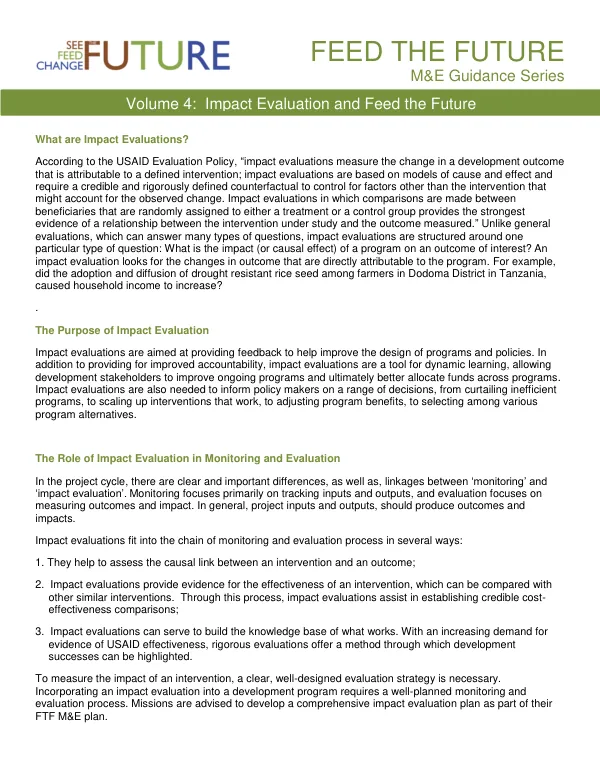 M&E Guidance Series: What are Impact Evaluations?