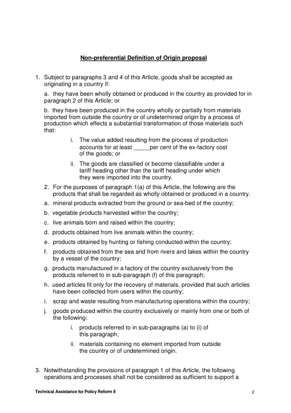Technical Assistance for Policy Reform II