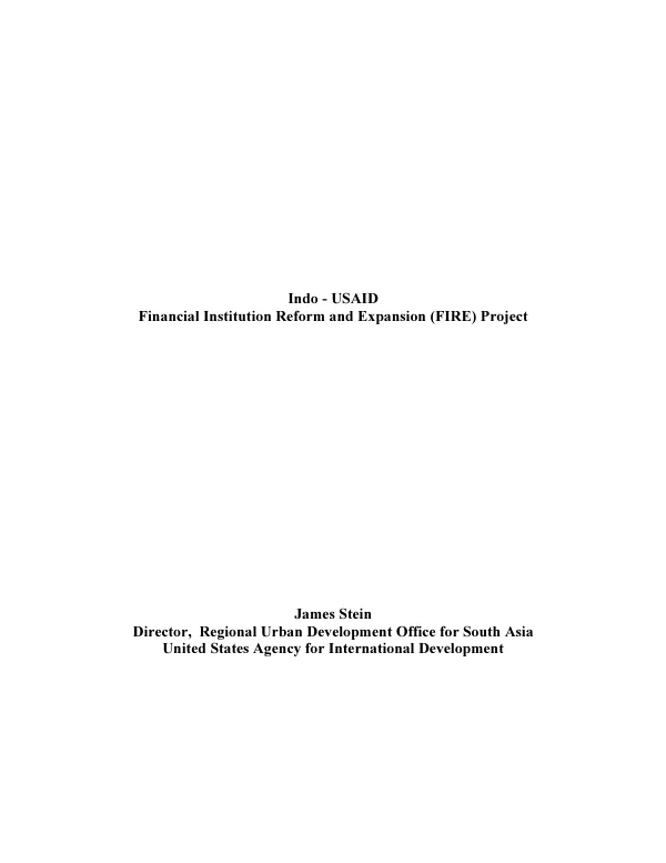 Indo-USAID : financial institution reform and expansion (FIRE) project