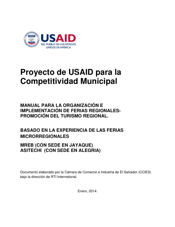 Manual para la Organización e Implementación de Ferias Regionales - Promoción del Turismo Regional