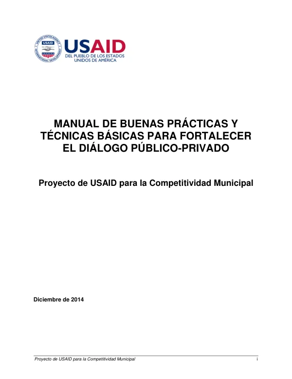 Manual de Buenas Prácticas y Técnicas Básicas para Fortalecer el Diálogo Público-Privado
