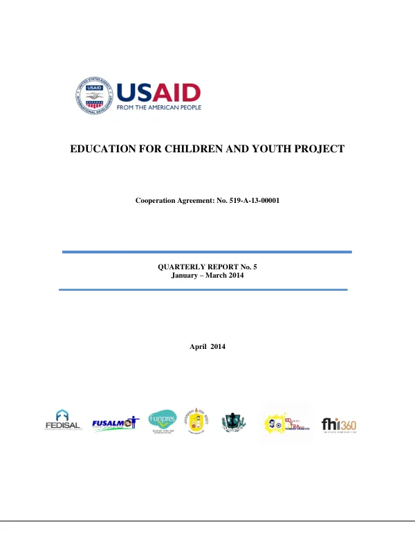 Quarterly Report No. 5: Education for Children and Youth Project