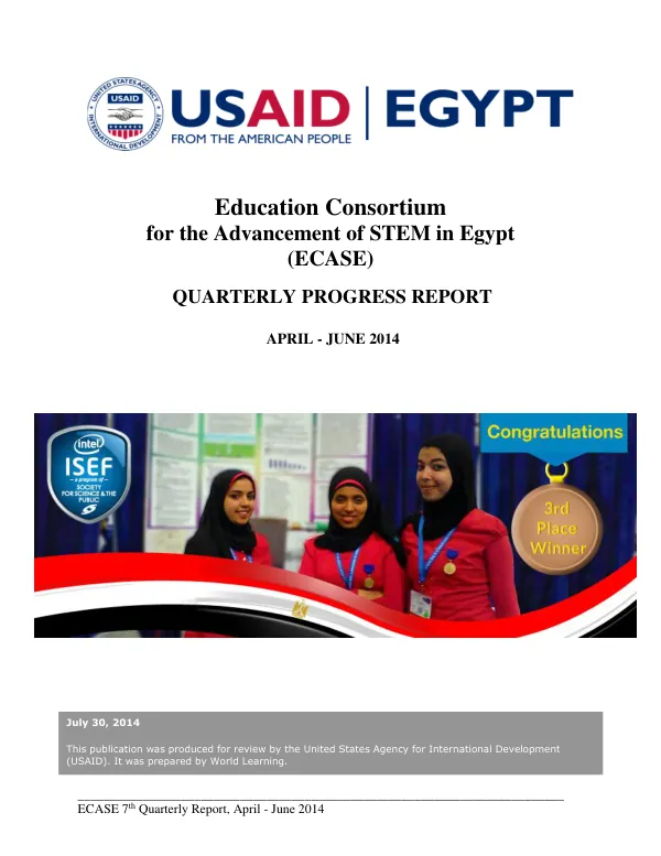 ECASE 7th Quarterly Report, April - June 2014