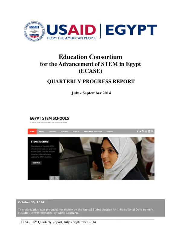 ECASE 8th Quarterly Report, July - September 2014