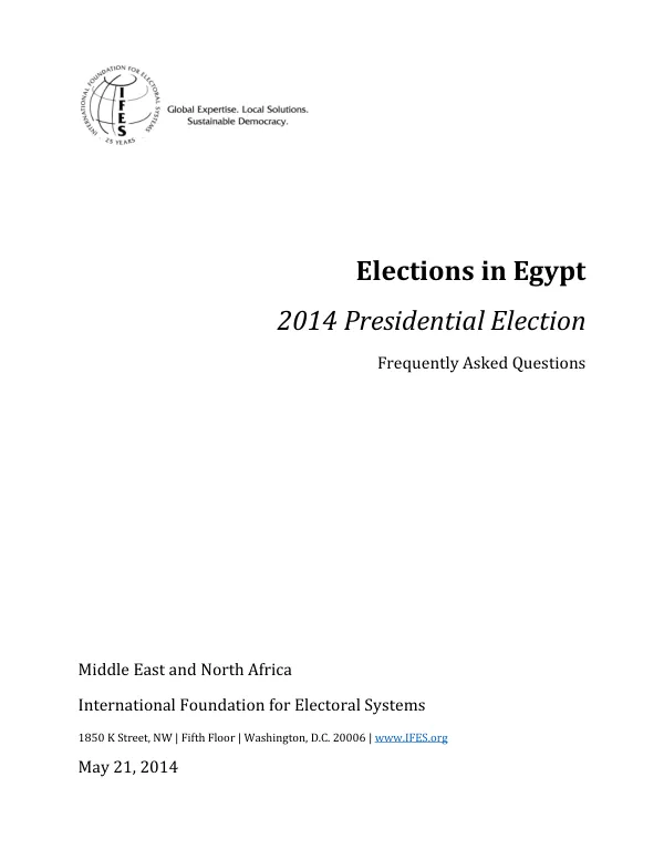 Frequently Asked Questions: 2014 Presidential Election in Egypt
