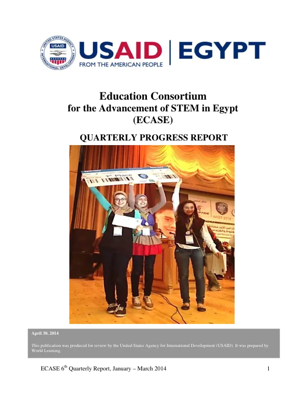 ECASE 6th Quarterly Report, January – March 2014