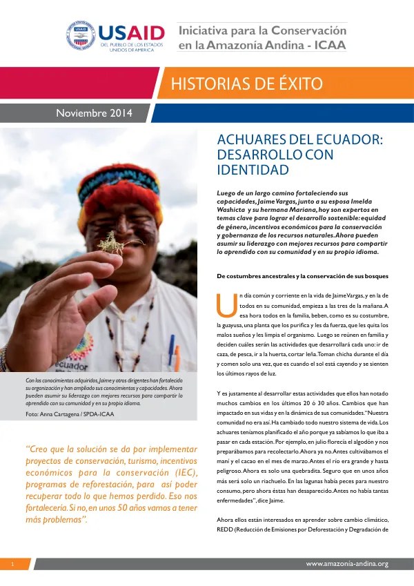 Desarrollo con identidad: Jaime Vargas y la Nacionalidad Achuar del Ecuador