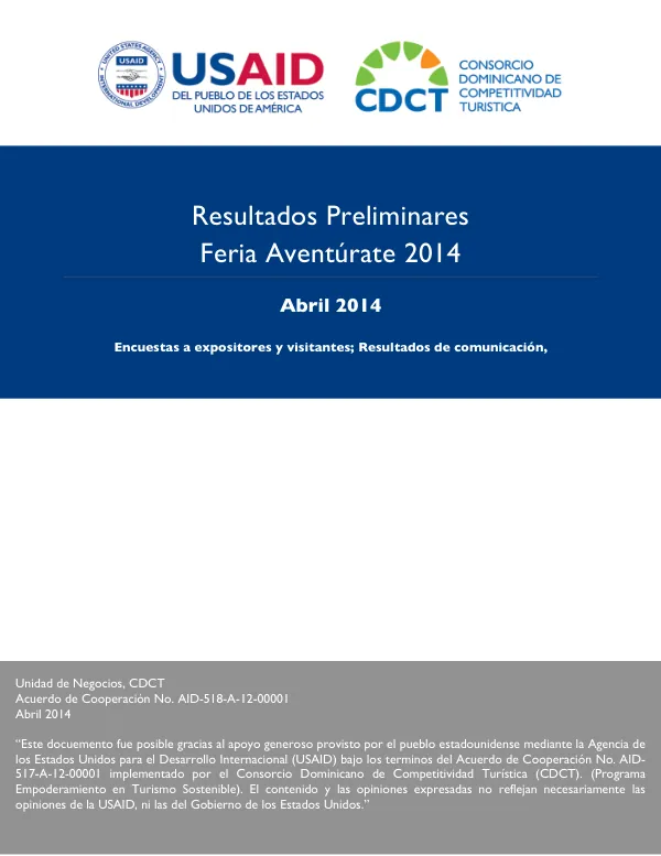 Resultados Preliminares Feria Aventúrate 2014