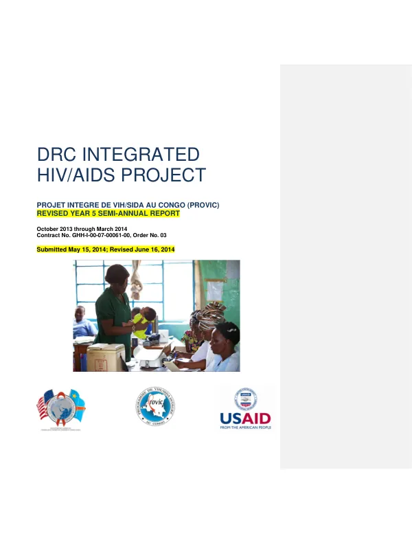 ProVIC Year 5 Semi-Annual Report: October 2013–March 2014