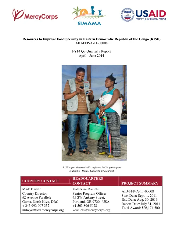 Resources to Improve Food Security in Eastern Democratic Republic of the Congo (RISE)