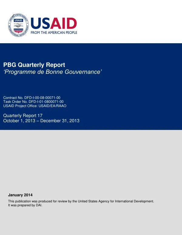 PBG – FY 2014 Quarterly Report 17