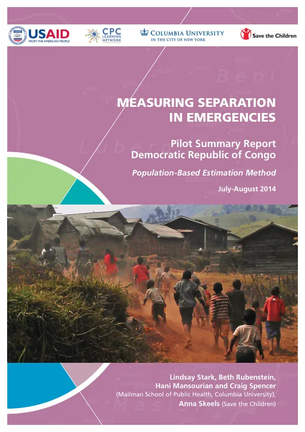 Measuring Separation in Emergencies: Pilot Summary Report, Democratic Republic of Congo, Population-Based Estimation Method