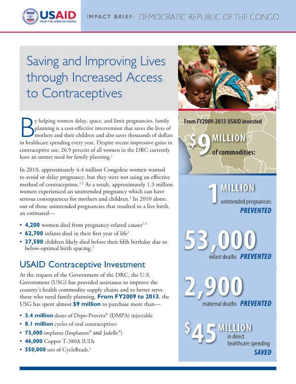 Impact Brief: Democratic Republic of the Congo--Saving and Improving Lives Through Increased Access to Contraceptives, September 2014