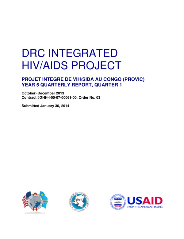ProVIC Year 5 Quarterly Report: October–December 2013 (Quarter 1)