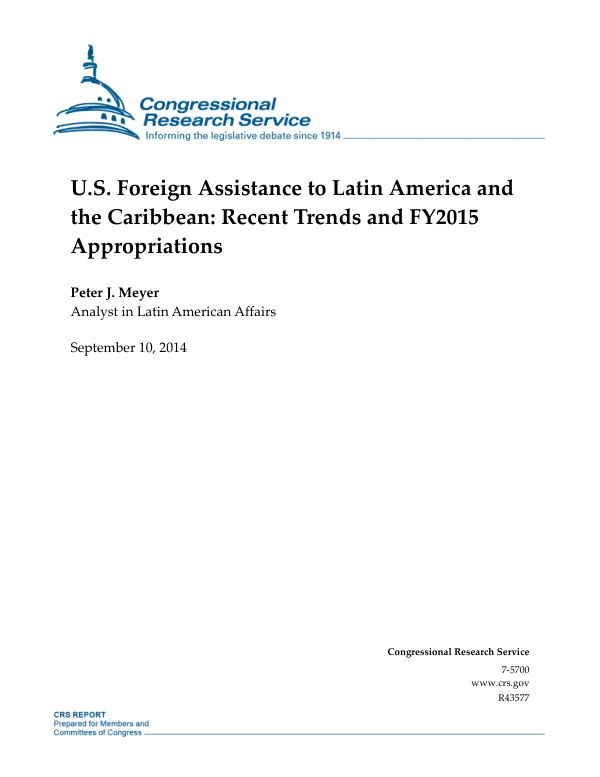 U.S. Foreign Assistance to Latin America and the Caribbean: Recent Trends and FY2015 Appropriations