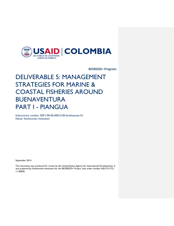 Management Strategies for Marine & Coastal Fisheries Around Buenaventura: Piangua