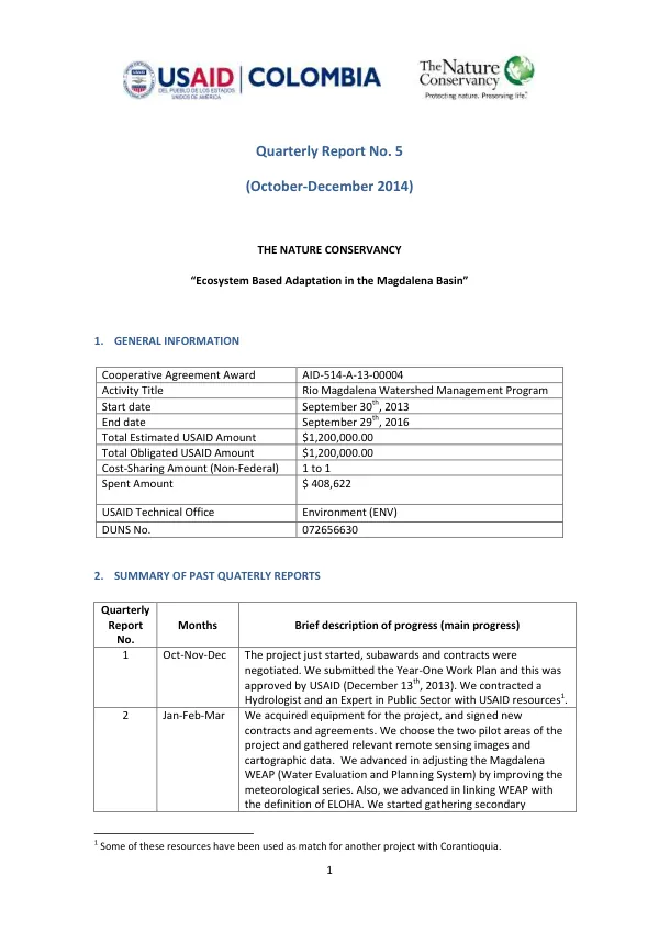 Quarterly Report No. 5 (October-December 2014)