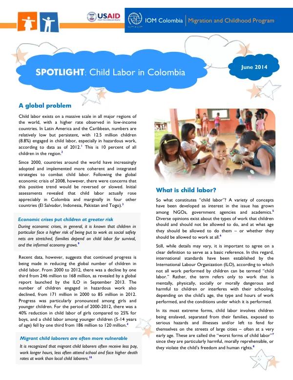 Child Labor in Colombia: Spotlight on Migration and Childhood Program
